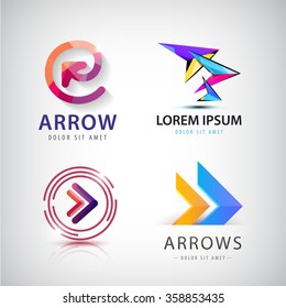 Vector set of abstract colorful arrow logos, icons