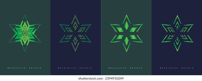 Vector Set of Abstract Colorful Four stars -for Christmas party invitation, decoration, festive texture isolated vector set