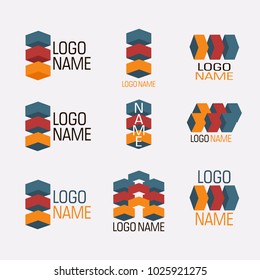 Vector set of abstract colorful logos, 3d icons isolated. Identity for company, web site logos.