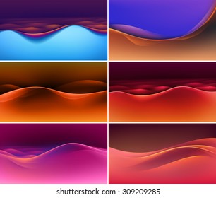 Vector Set of Abstract Colorful Multicolored Wave Backgrounds