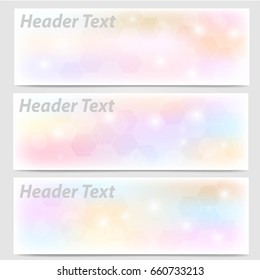 Vector set of abstract colorful pastel geometric header banners