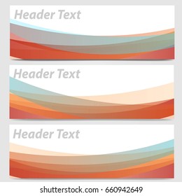 Vector set of abstract colorful wave header banners