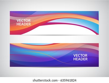 Vector set of abstract colorful wavy headers, water flow banners. Use for web site, ad, brochure, flyer