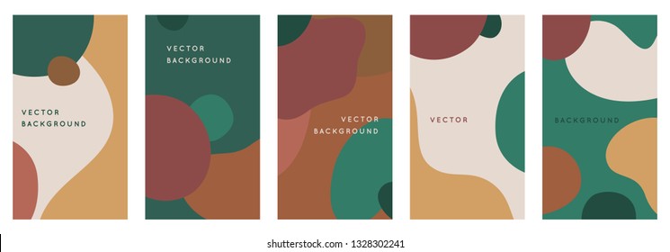 Vector set of abstract creative backgrounds in minimal trendy style with copy space for text - design templates for social media stories and bloggers - simple, stylish and minimal designs for banners