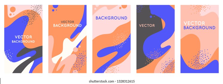 Vector set of abstract creative backgrounds with copy space for text - design templates for instagram stories and blogger - simple, stylish and minimal designs for invitations, banners, covers and fly