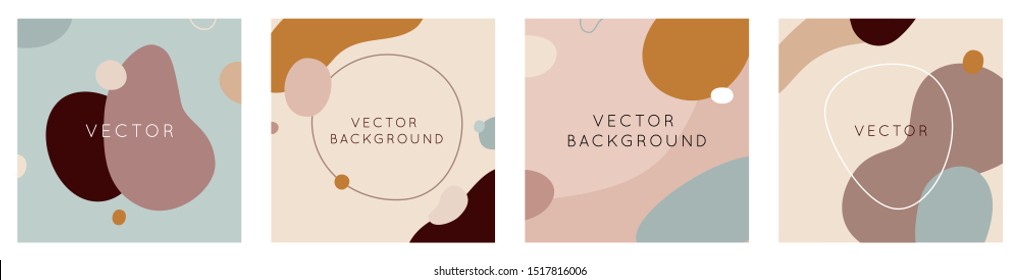 Vector set of abstract creative backgrounds in minimal trendy style with copy space for text - design templates for social media stories and posts - simple, stylish and minimal designs for invitations