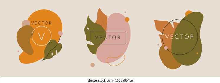 Vector set of abstract creative backgrounds in minimal trendy style with copy space for text - design templates for social media stories and bloggers - simple, stylish and minimal designs