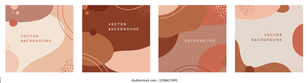 Vector set of abstract creative backgrounds in minimal trendy style with copy space for text - design templates for social media stories - simple, stylish and minimal wallpaper designs for invitations