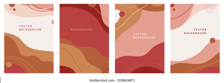 Vector set of abstract creative backgrounds in minimal trendy style with copy space for text - design templates for social media stories - simple, stylish and minimal wallpaper designs for invitations