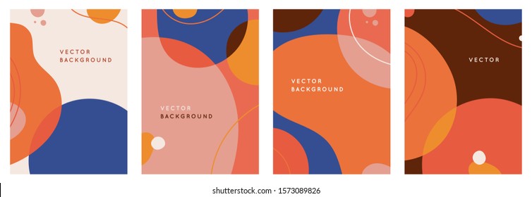 Vector set of abstract creative backgrounds in minimal trendy style with copy space for text - design templates for social media stories - simple, stylish and minimal wallpaper designs for invitations