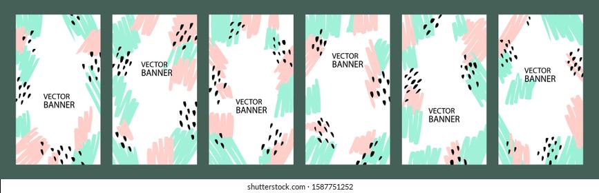 Vector set of abstract creative backgrounds in minimal trendy style  - design templates for social media stories and bloggers - simple, stylish and minimal designs 