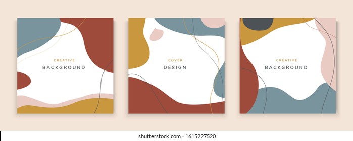 Vector set of abstract creative backgrounds in minimal trendy style with copy space for text - design templates for social media posts and stories - simple, stylish and minimal wallpaper designs for i