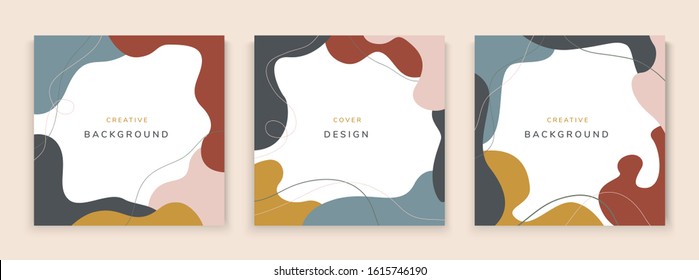 Vector set of abstract creative backgrounds in minimal trendy style with copy space for text - design templates for social media posts and stories - simple, stylish and minimal wallpaper designs for i