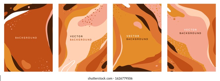 Vector set of abstract creative backgrounds in minimal trendy style with copy space for text - design templates for social media stories - simple, stylish and minimal wallpaper designs for invitations