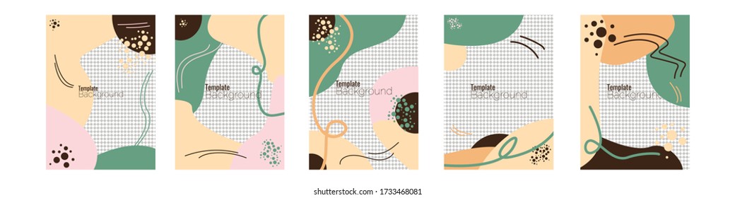 Vector set of abstract creative backgrounds in minimal trendy style with copy space for text and photos - design templates for social media stories,cover book.