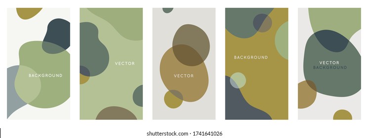 Vector set of abstract creative backgrounds in minimal trendy style with copy space for text - design templates for social media stories - simple, stylish and minimal wallpaper designs for invitations