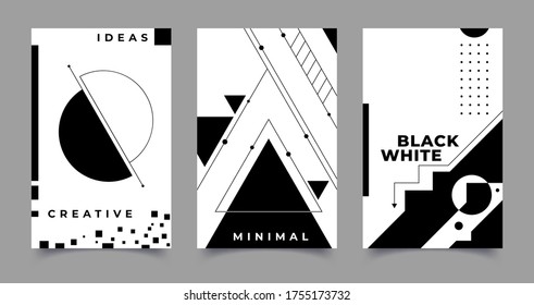 Vector set of abstract creative backgrounds in minimal trendy style. Vector illustration