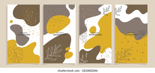 Vector set of abstract creative backgrounds with copy space for text - design templates for social media stories, stylish and minimal designs