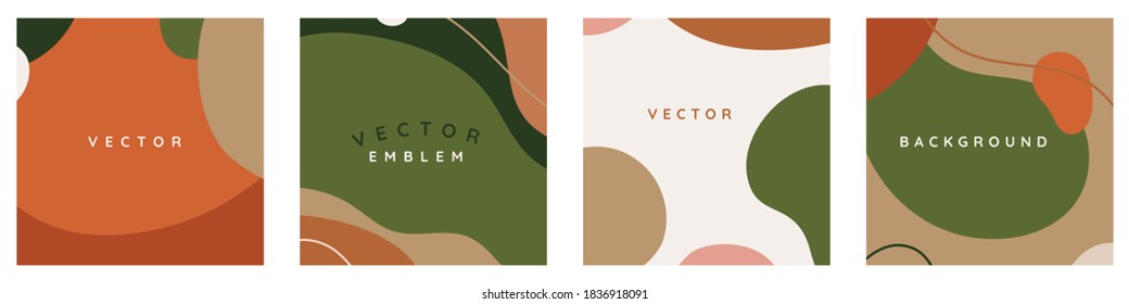 Vector set of abstract creative backgrounds in minimal trendy style with copy space for text - design templates for social media stories - simple, stylish and minimal wallpaper designs for invitations