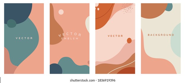 Vector set of abstract creative backgrounds in minimal trendy style with copy space for text - design templates for social media stories - simple, stylish and minimal wallpaper designs for invitations