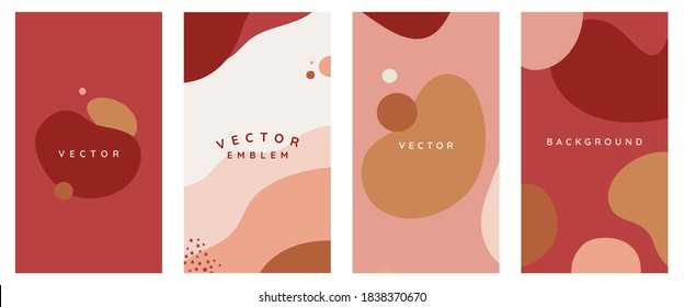 Vector set of abstract creative backgrounds in minimal trendy style with copy space for text - design templates for social media stories - simple, stylish and minimal wallpaper designs for invitations