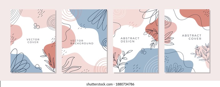Vector set of abstract creative backgrounds with minimal trendy style.