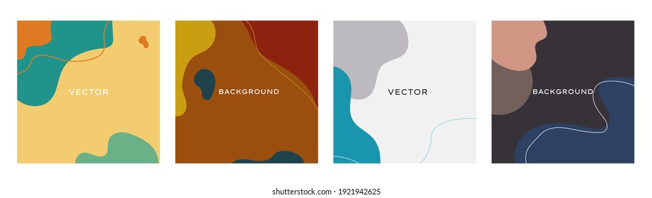 Vector set of abstract creative backgrounds in minimal trendy style with copy space for text - design templates for social media stories - simple, stylish and minimal wallpaper designs for invitations