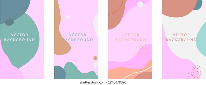 Vector set of abstract creative backgrounds in minimal trendy style with copy space for text. Flyer, mock-up, brochure template for your graphic design or artwork.