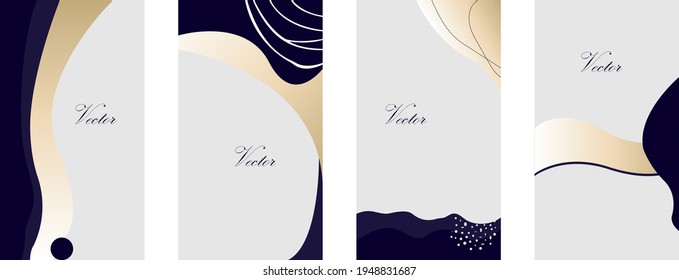 Vector set of abstract creative backgrounds in minimal  aesthetic trendy style with copy space for text. Flyer, mock-up, brochure template for your graphic design or artwork.