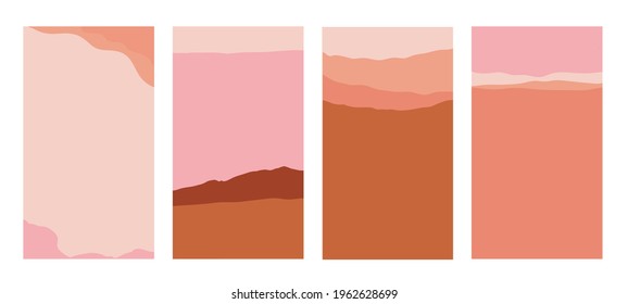 Vector set of abstract creative backgrounds in minimal trendy style with copy space for text - design templates for social media posts and stories - simple, stylish and minimal wallpaper designs