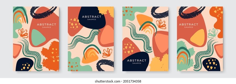 Vector set of abstract creative backgrounds in minimal trendy style with copy space for text - design templates for social media stories and cover design