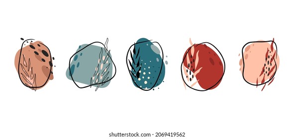 Vector set of abstract creative backgrounds in a minimal trendy style with space for copying text. Design templates for social media stories and bloggers.
