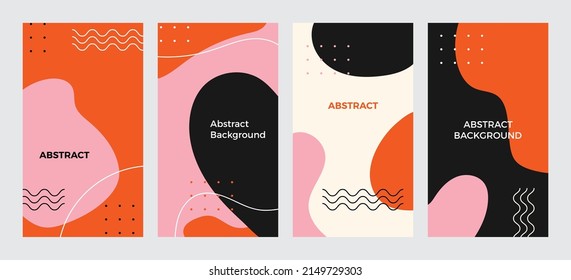 Vector set of abstract creative backgrounds in minimal trendy style with copy space for text - design templates for social media stories