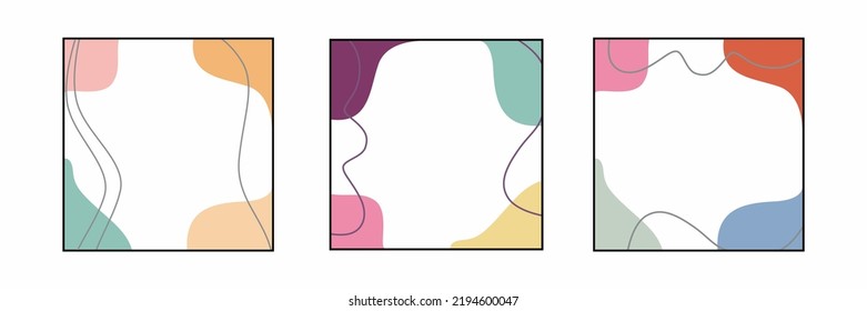 Vector set of abstract creative backgrounds in minimal trendy style. Template design for social media posts and stories. Simple, stylish and minimalist wallpaper design. Design templates social media