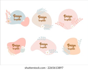 Vector set of abstract creative backgrounds in minimal trendy style with copy space for text - design templates for social media stories and bloggers - simple, stylish