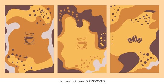 Vector set of abstract creative backgrounds with copy space for text and coffee beans icon.design templates for social media stories for coffee shop and house