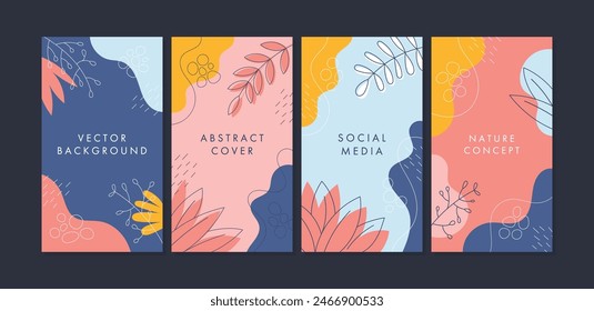 Vector set of abstract creative backgrounds in minimal trendy style