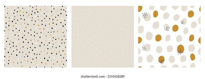 Vector set abstract cute hand drawn seamless pattern with a irregular dots. Pastel baby texture ideal for fabric, wallpaper, wrapping paper, card, layout. Delicate children's print. Boho design.