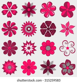 vector set of abstract decorative flowers for decoration and design