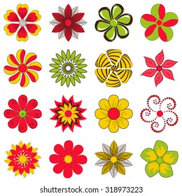 vector set of abstract decorative flowers for decoration and design