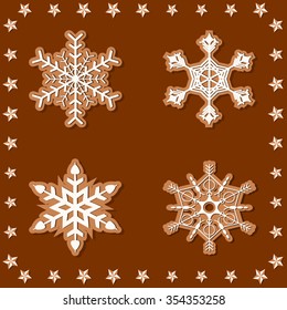 vector set of abstract decorative snowflakes
