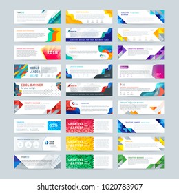 Vector set of abstract design templates horizontal banner for web and print with place under text and header.  Vector illustration in modern flat style.