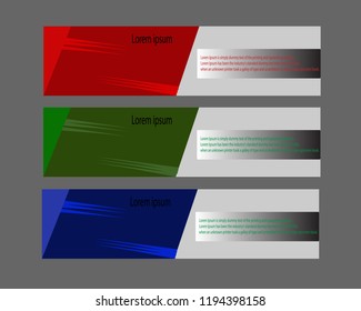 Vector set of abstract design templates horizontal banner for web and print with place under text and header.