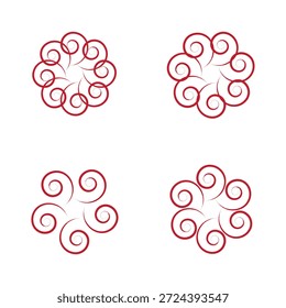 Vektorgrafik abstrakter Zeichnungen spiralförmiger Locken.
