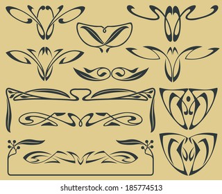 Vector set of abstract elements for design, creating borders, frames and backgrounds 