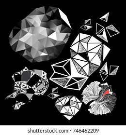 Vector set of abstract elements on a black background