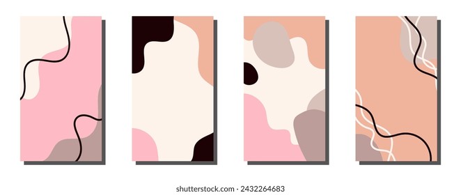 Conjunto de vectores de fondos de moda abstracta. Diseño para redes sociales; para impresión; portada; invitación; banner; afiche; folleto; postal; volante y otros. Conjunto elegante para texto. Publicidad.  EPS 10