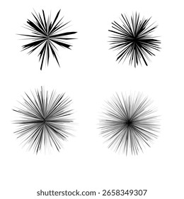 vector set of abstract fireworks black white line art and white background 