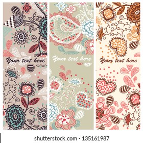 vector set of abstract floral cards