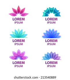 vector set of abstract floral, flower, leaf, spa icons, logos isolated